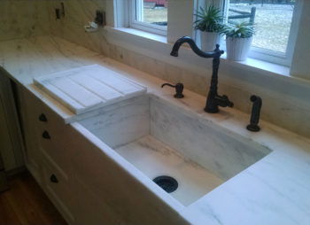 Custom Marble Counter and Farm Sink